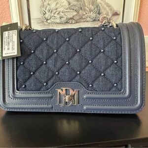 Badgley Mischka Quilted Denim Crossbody NWT